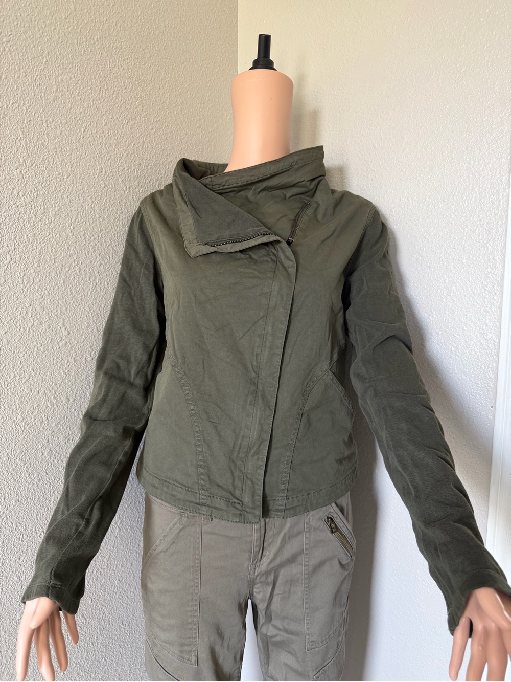Thread & Supply Olive Utility Jacket with Funnel Collar